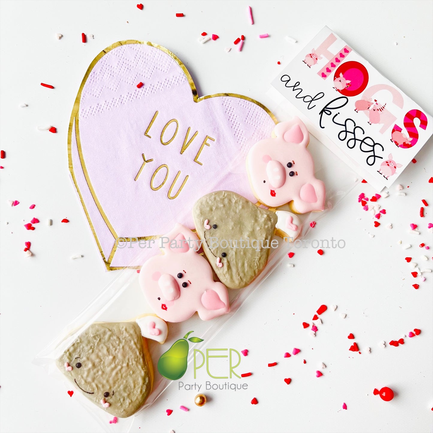 Hogs & Kisses Valentine's Cookie Gift Set