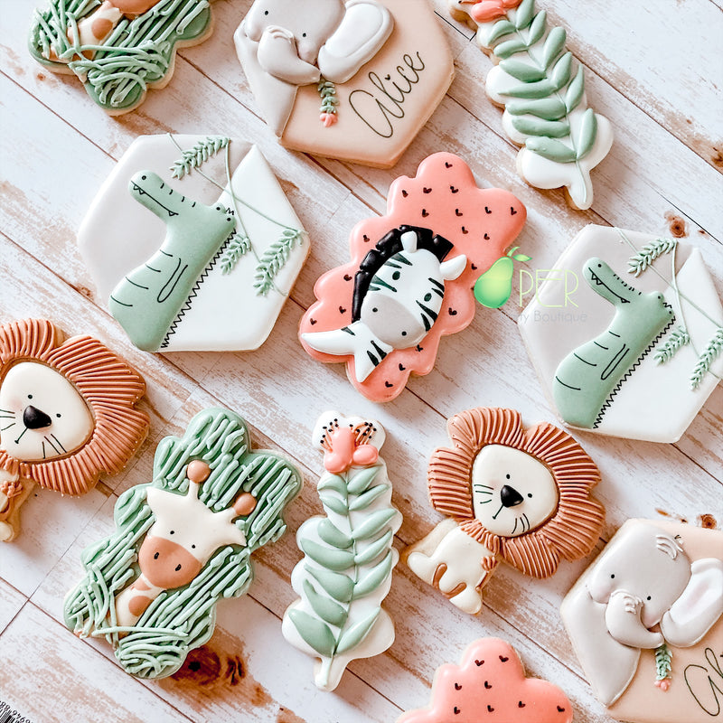 Safari Baby Shower Cookies | Jungle Animals | 1 Dozen