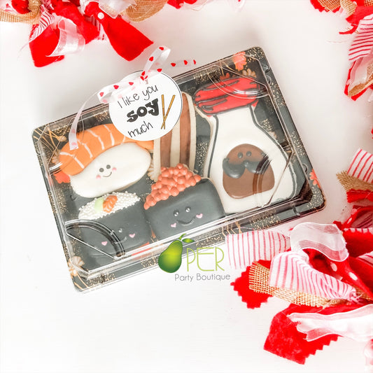 I Like You SOY Much Sushi Valentine's Cookies