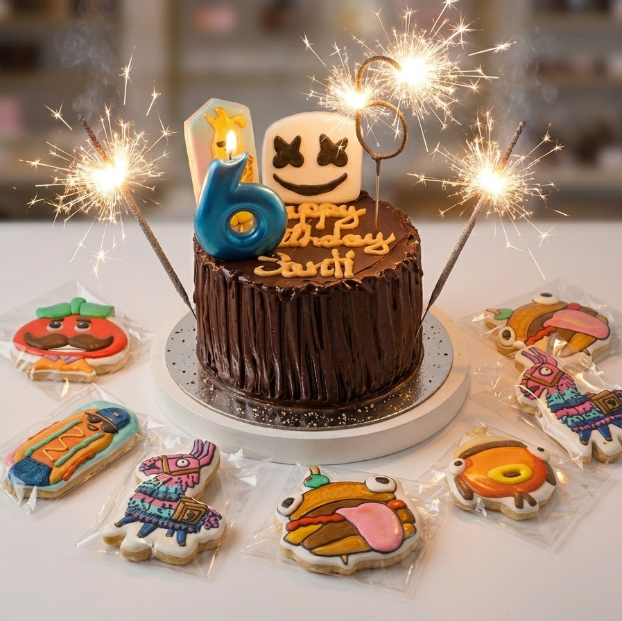 Fornite gamer cookies and cookie toppers