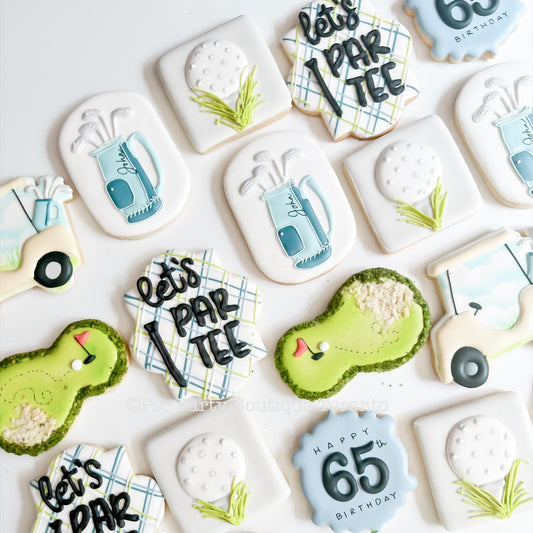 Golf Birthday Cookies | Hole in One |  Let's Par-Tee Personalized Cookies | 1 Dozen