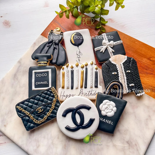 Sugar decorated cookies. Fashion enthusiast birthday cookies