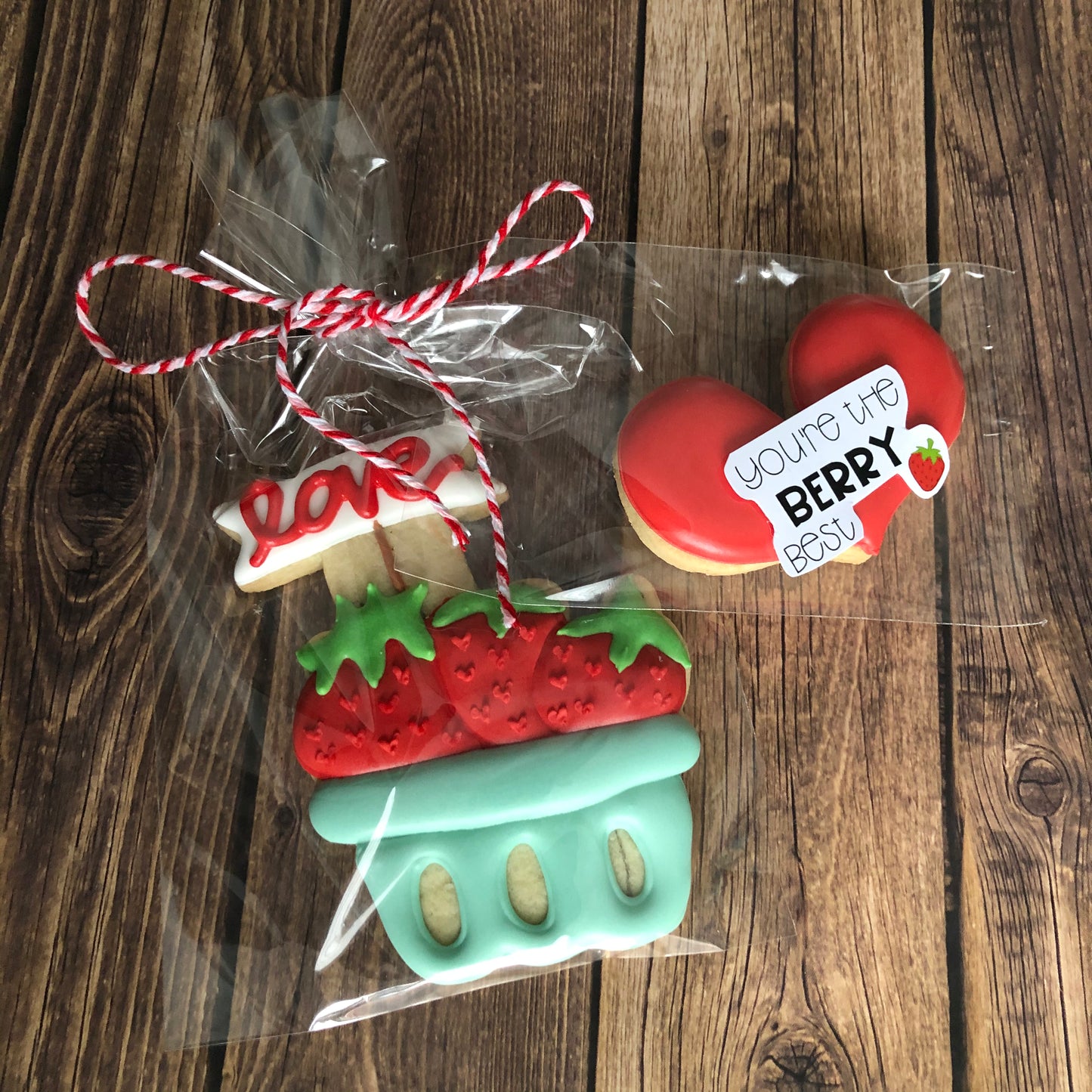 You Are Berry Sweet Strawberry Valentine's Cookies