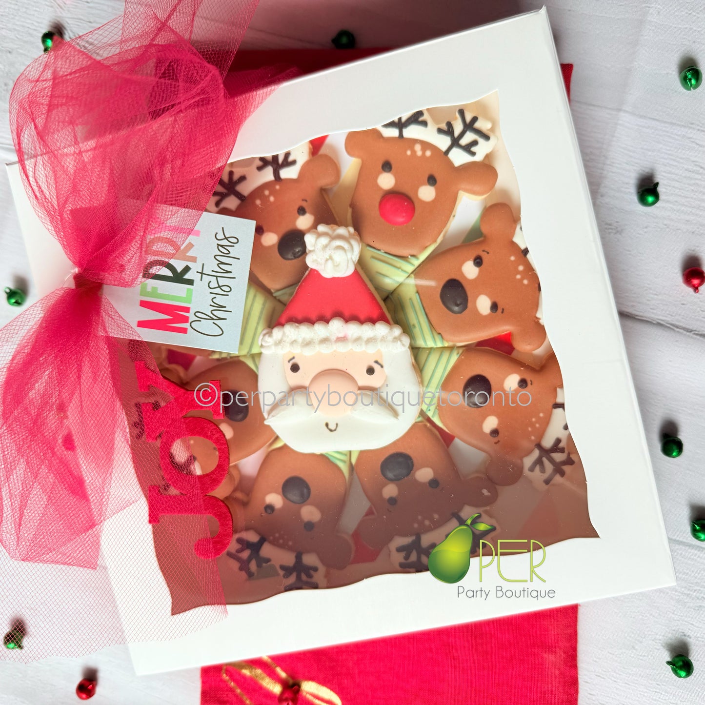 Santa and Reindeer Cookie Platter Gift Box - 9 cookies