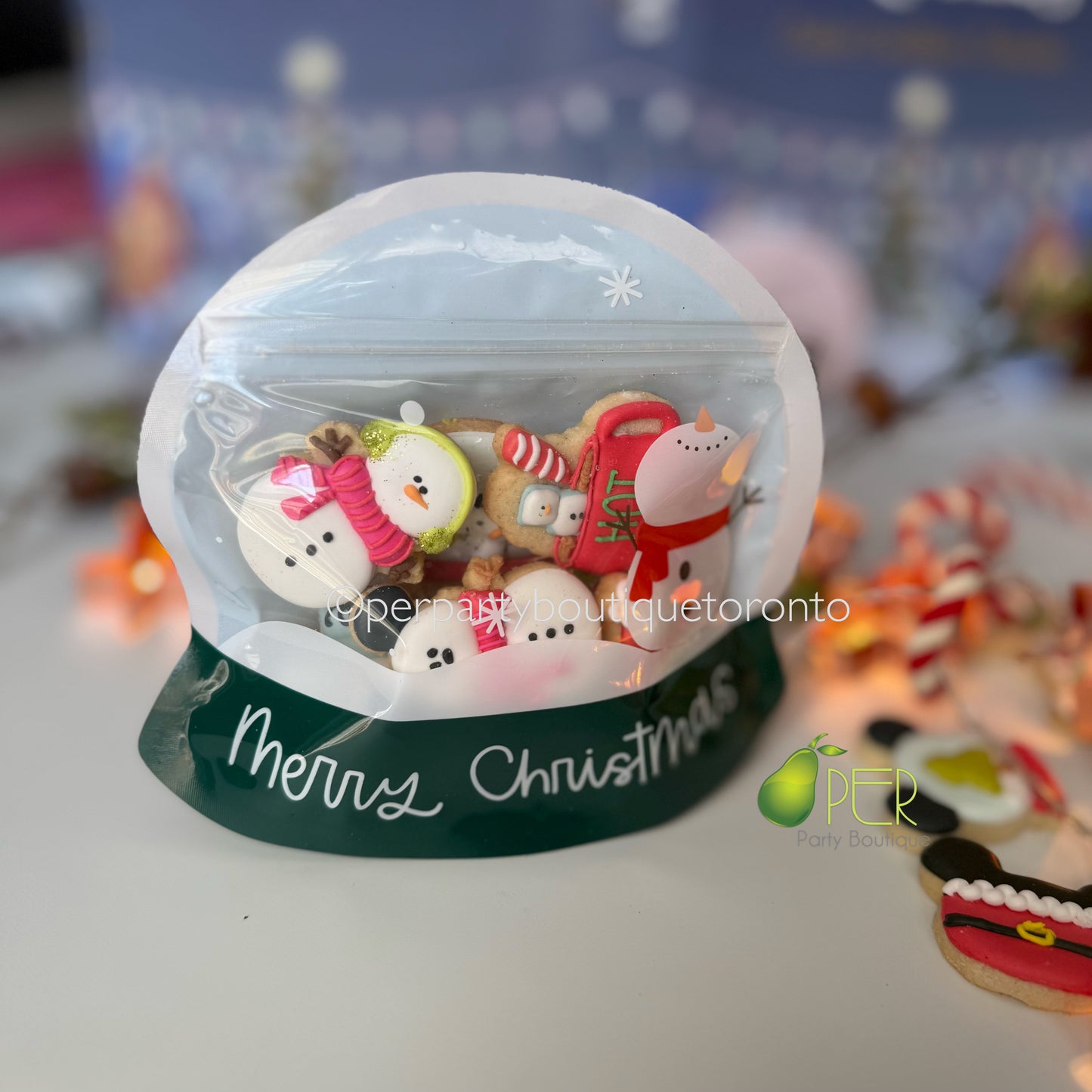 Mini Cookies in a Snow Globe Bag - 6 mini cookies