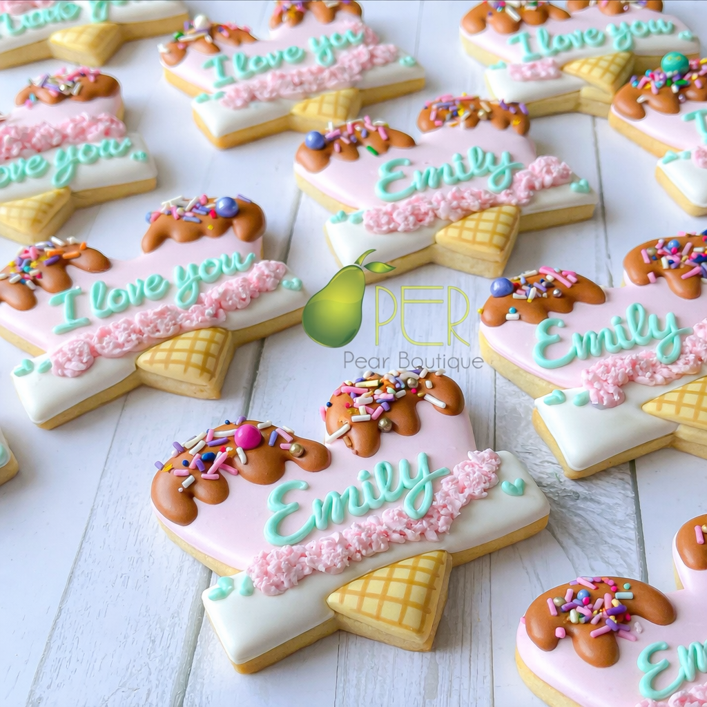 Valentine's Ice Cream Cookie | Heart Shapped | Personalized
